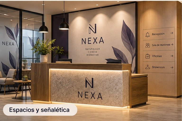 Espacios y señalética — ejemplo de aplicación de marca