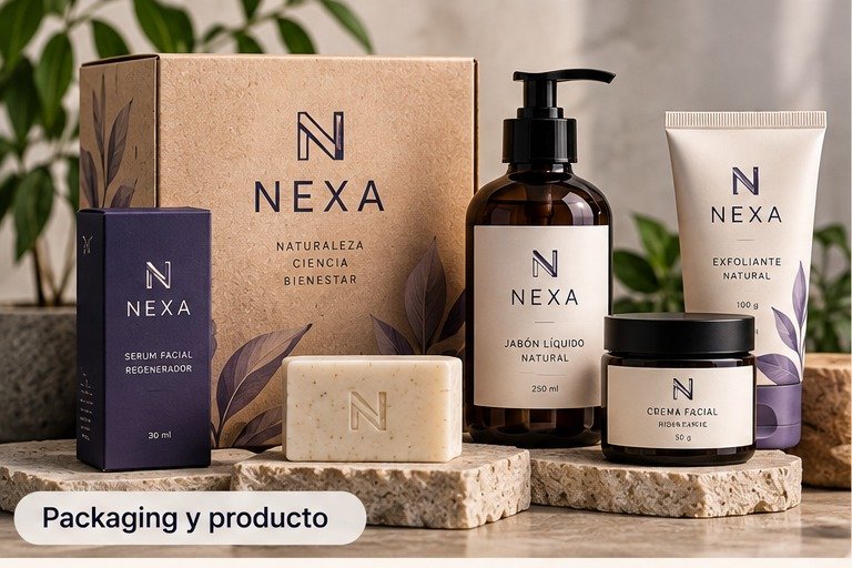 Packaging y producto — ejemplo de aplicación de marca